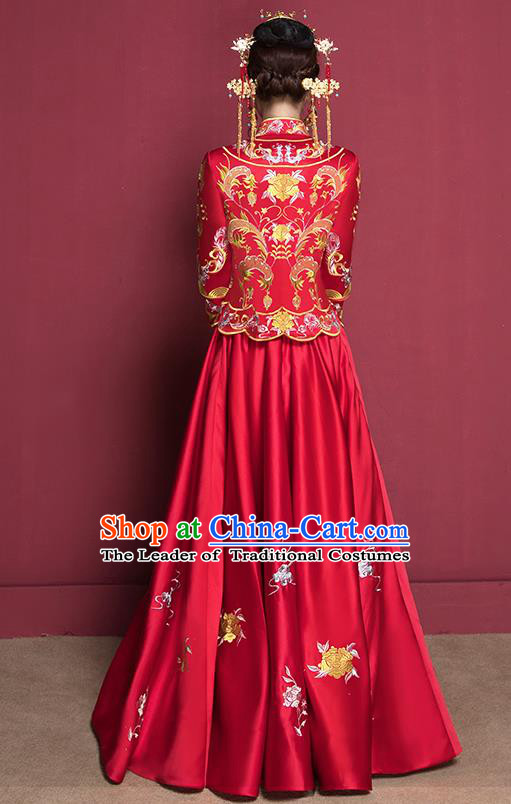 Traditional Chinese Wedding Costumes Traditional Xiuhe Suits Ancient Chinese bridal Full Dress