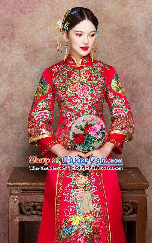 Traditional Chinese Wedding Costumes Traditional Xiuhe Suits Ancient Chinese bridal Full Dress