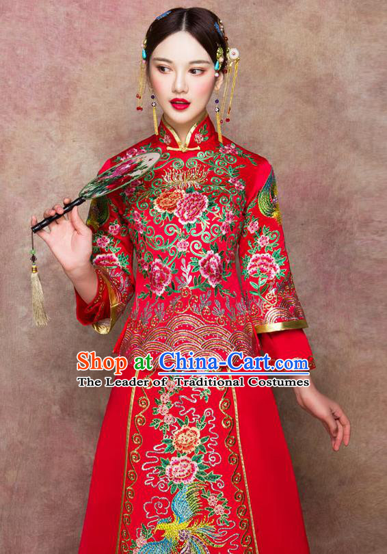 Traditional Chinese Wedding Costumes Traditional Xiuhe Suits Ancient Chinese bridal Full Dress