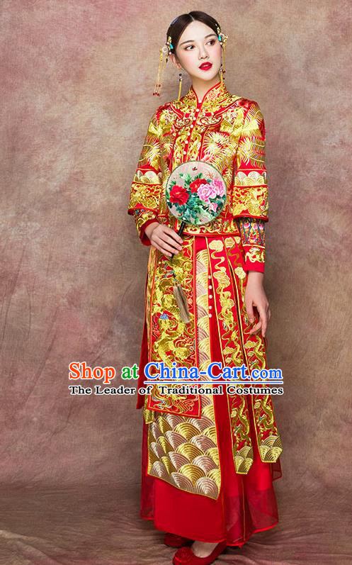 Traditional Chinese Wedding Costumes Traditional Xiuhe Suits Ancient Chinese bridal Full Dress