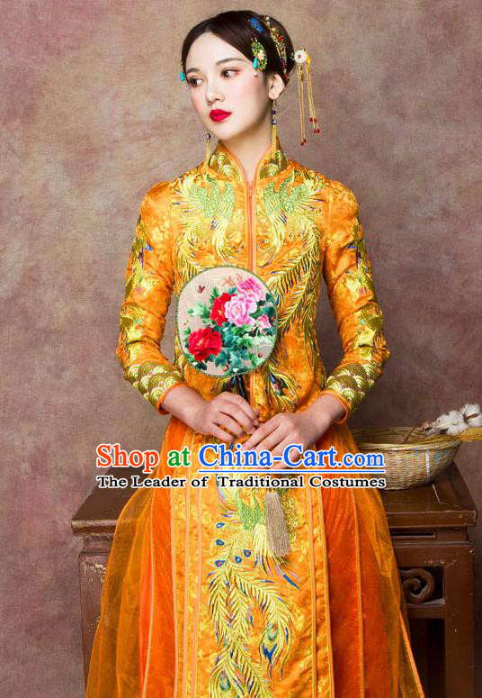 Traditional Chinese Wedding Costumes Traditional Xiuhe Suits Ancient Chinese bridal Full Dress