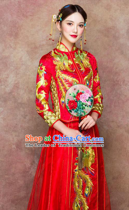 Traditional Chinese Wedding Costumes Traditional Xiuhe Suits Ancient Chinese bridal Full Dress