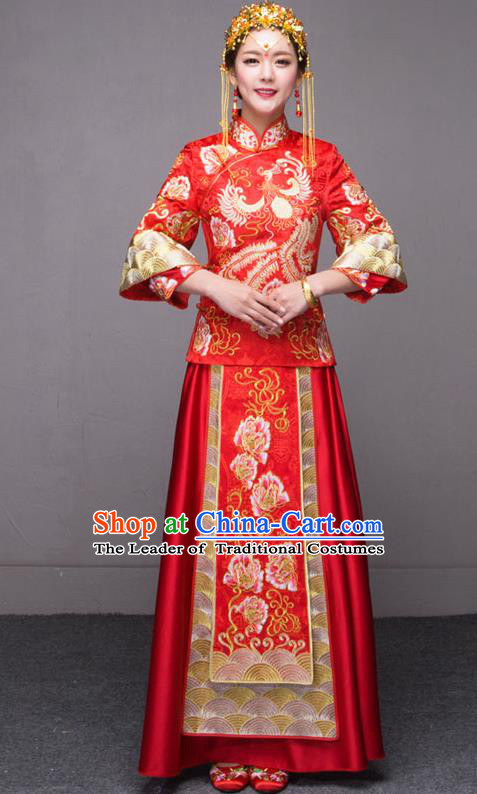 Traditional Chinese Wedding Costumes Traditional Xiuhe Suits Ancient Chinese bridal Full Dress