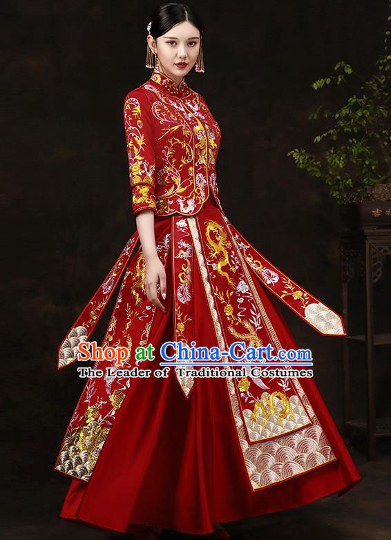 Traditional Chinese Wedding Costumes Traditional Xiuhe Suits Ancient Chinese bridal Full Dress