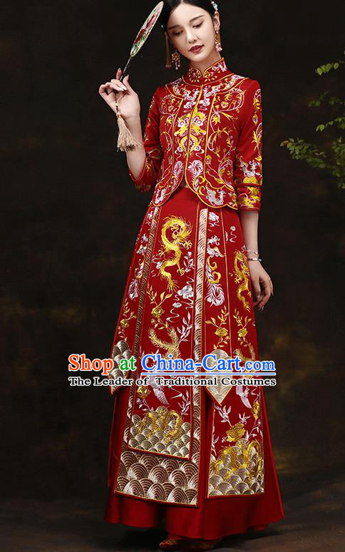 Traditional Chinese Wedding Costumes Traditional Xiuhe Suits Ancient Chinese bridal Full Dress