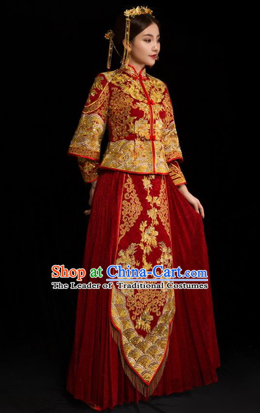 Traditional Chinese Wedding Costumes Traditional Xiuhe Suits Ancient Chinese bridal Full Dress