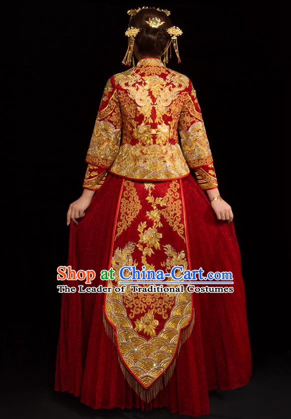 Traditional Chinese Wedding Costumes Traditional Xiuhe Suits Ancient Chinese bridal Full Dress