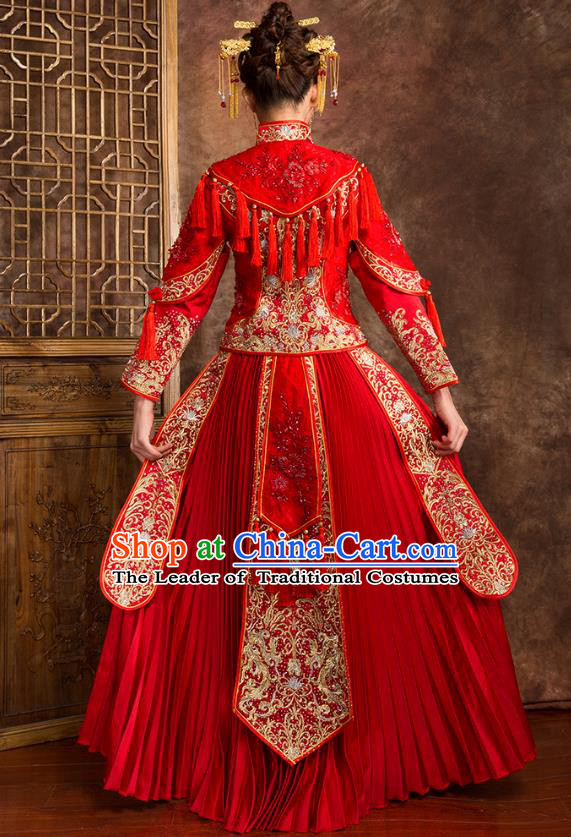 Traditional Chinese Wedding Costumes Traditional Xiuhe Suits Ancient Chinese bridal Full Dress