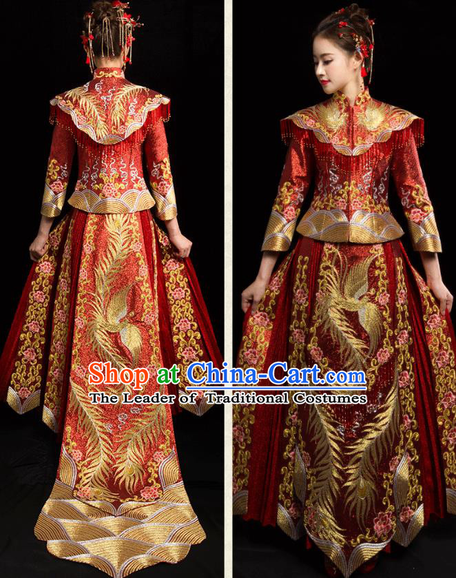 Traditional Chinese Wedding Costumes Traditional Xiuhe Suits Ancient Chinese bridal Full Dress