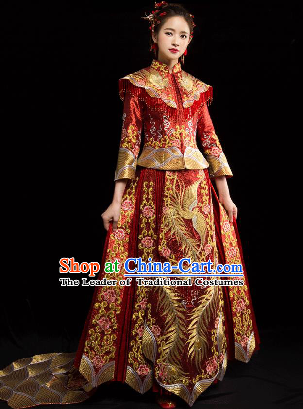 Traditional Chinese Wedding Costumes Traditional Xiuhe Suits Ancient Chinese bridal Full Dress