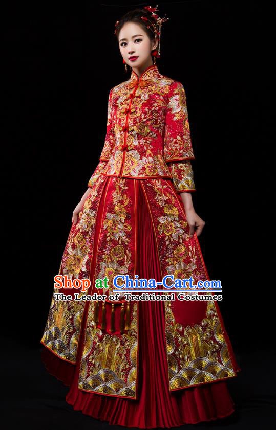 Traditional Chinese Wedding Costumes Traditional Xiuhe Suits Ancient Chinese bridal Full Dress