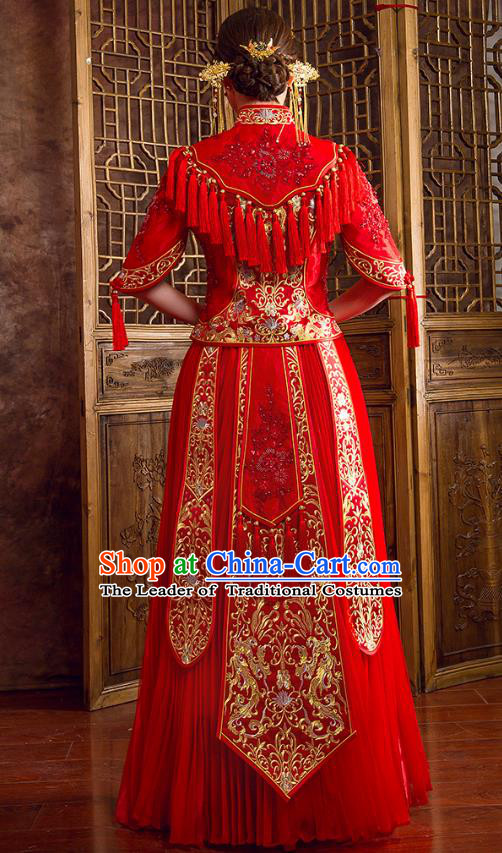 Traditional Chinese Wedding Costumes Traditional Xiuhe Suits Ancient Chinese bridal Full Dress
