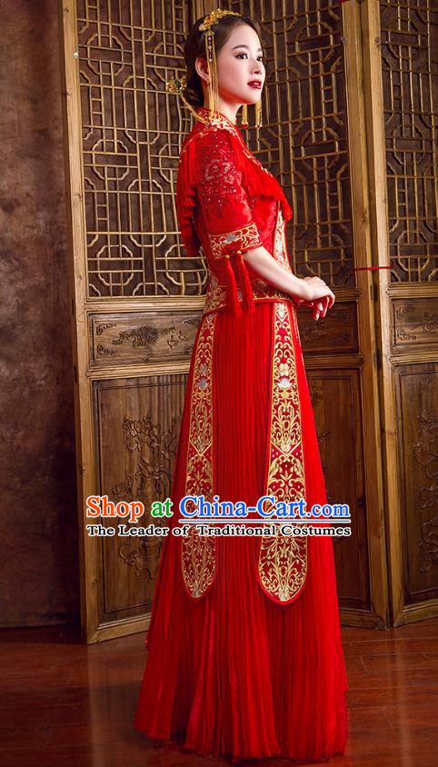 Traditional Chinese Wedding Costumes Traditional Xiuhe Suits Ancient Chinese bridal Full Dress