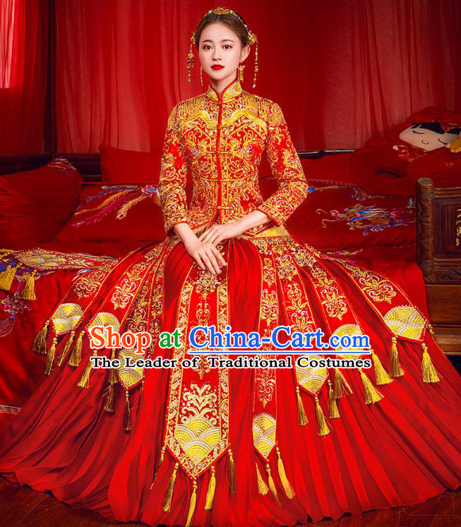 Traditional Chinese Wedding Costumes Traditional Xiuhe Suits Ancient Chinese bridal Full Dress