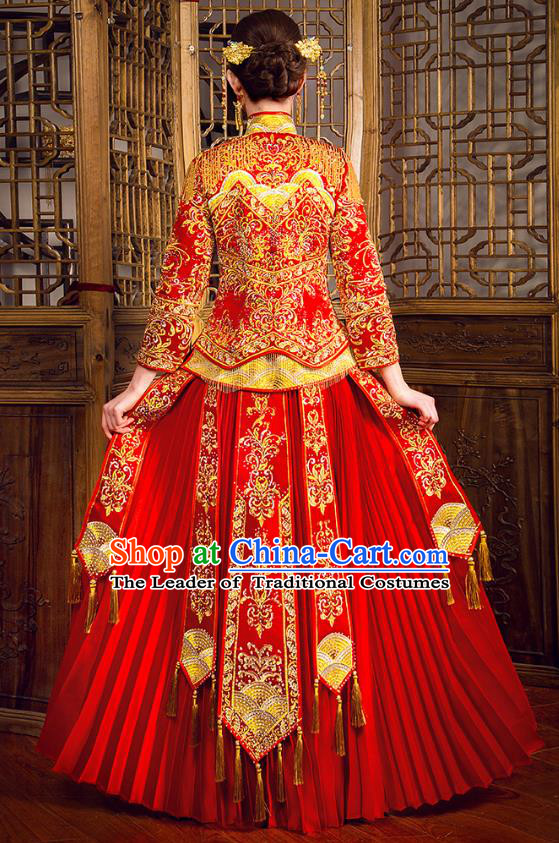 Traditional Chinese Wedding Costumes Traditional Xiuhe Suits Ancient Chinese bridal Full Dress