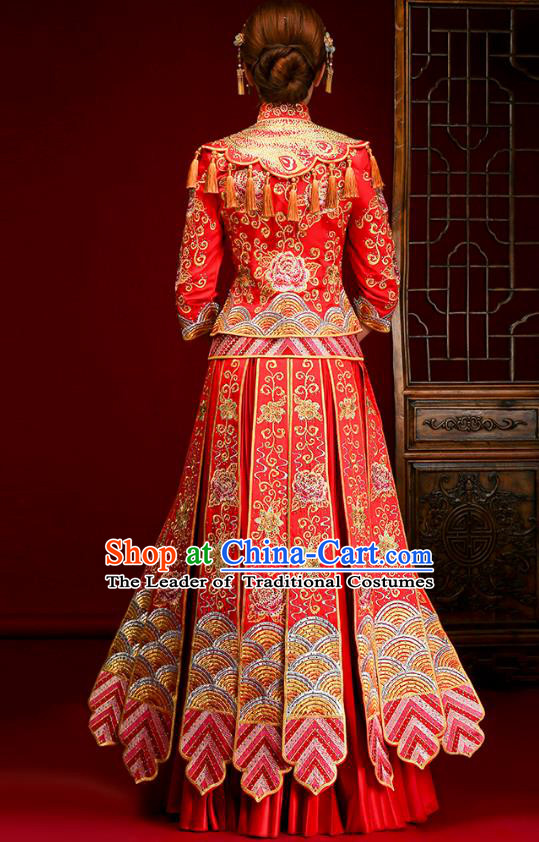 Traditional Chinese Wedding Costumes Traditional Xiuhe Suits Ancient Chinese bridal Full Dress