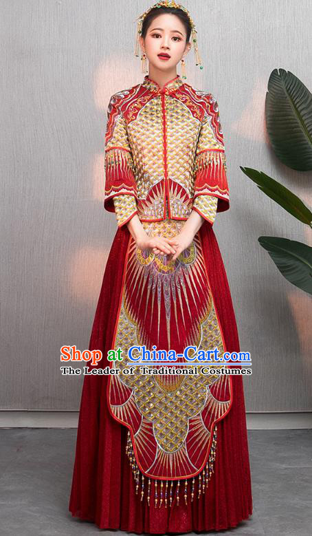 Traditional Chinese Wedding Costumes Traditional Xiuhe Suits Ancient Chinese bridal Full Dress