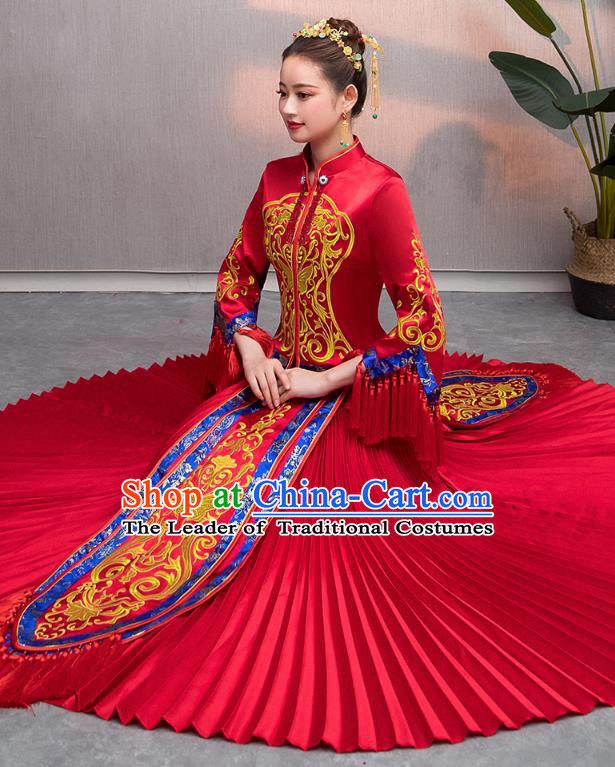 Traditional Chinese Wedding Costumes Traditional Xiuhe Suits Ancient Chinese bridal Full Dress