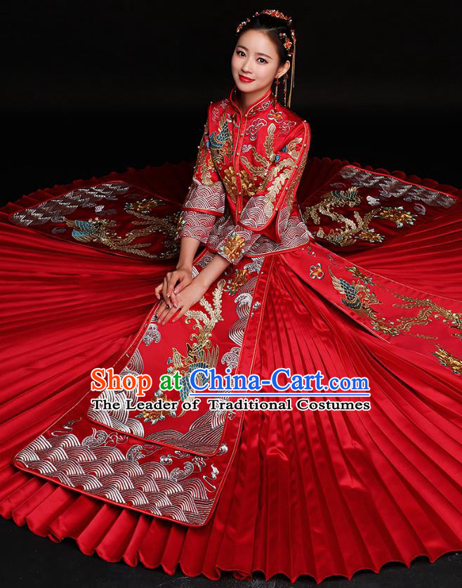 Traditional Chinese Wedding Costumes Traditional Xiuhe Suits Ancient Chinese bridal Full Dress