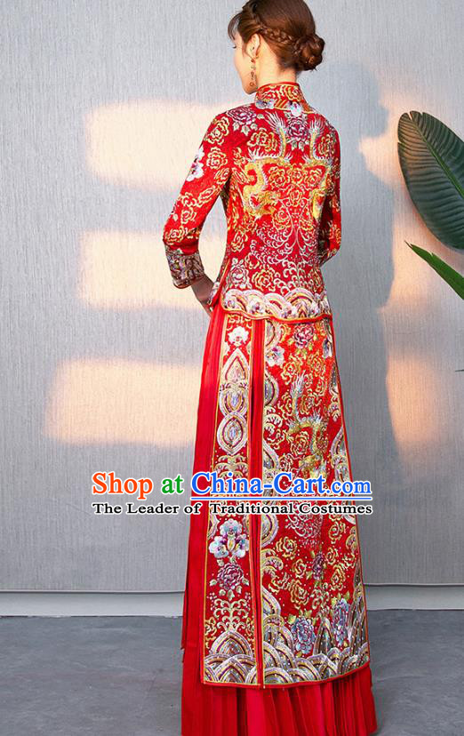 Traditional Chinese Wedding Costumes Traditional Xiuhe Suits Ancient Chinese bridal Full Dress