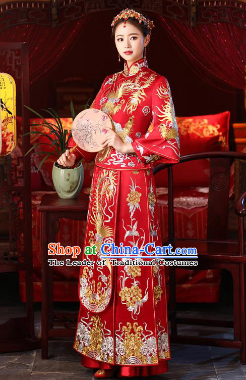 Traditional Chinese Wedding Costumes Traditional Xiuhe Suits Ancient Chinese bridal Full Dress