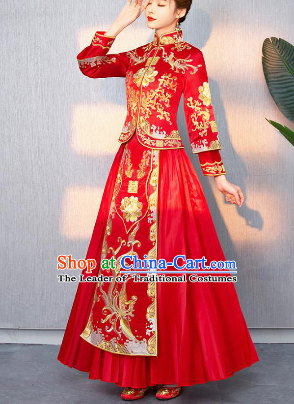 Traditional Chinese Wedding Costumes Traditional Xiuhe Suits Ancient Chinese bridal Full Dress