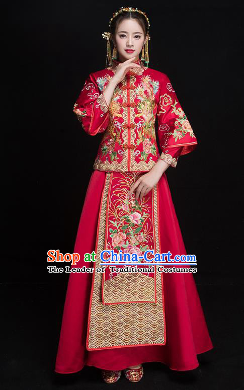 Traditional Chinese Wedding Costumes Traditional Xiuhe Suits Ancient Chinese bridal Full Dress