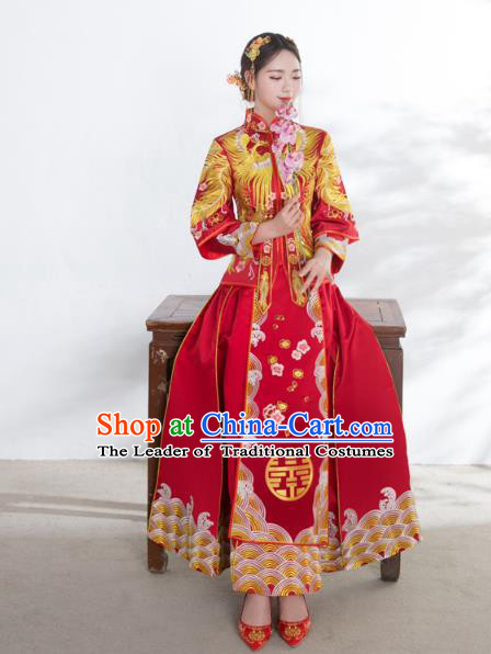 Traditional Chinese Wedding Costumes Traditional Xiuhe Suits Ancient Chinese bridal Full Dress