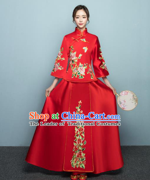 Traditional Chinese Wedding Costumes Traditional Xiuhe Suits Ancient Chinese bridal Full Dress