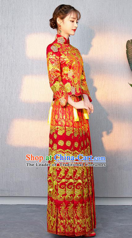 Traditional Chinese Wedding Costumes Traditional Xiuhe Suits Ancient Chinese bridal Full Dress