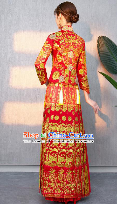 Traditional Chinese Wedding Costumes Traditional Xiuhe Suits Ancient Chinese bridal Full Dress