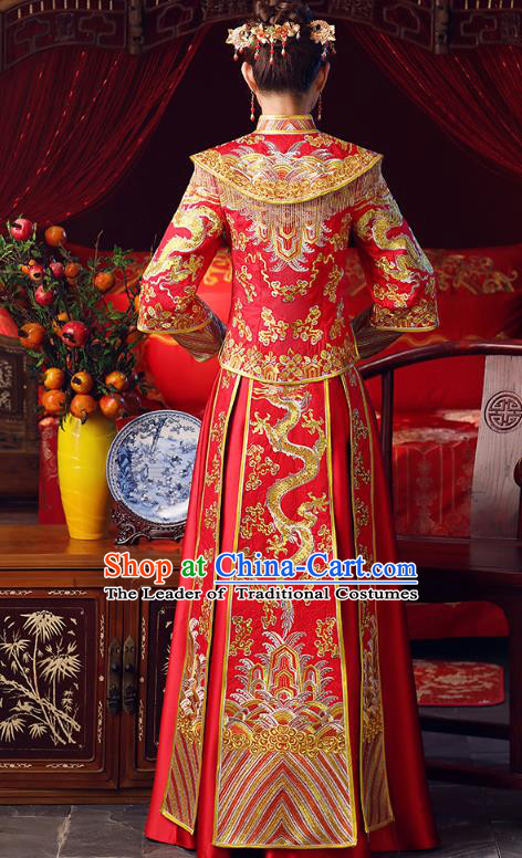 Traditional Chinese Wedding Costumes Traditional Xiuhe Suits Ancient Chinese bridal Full Dress