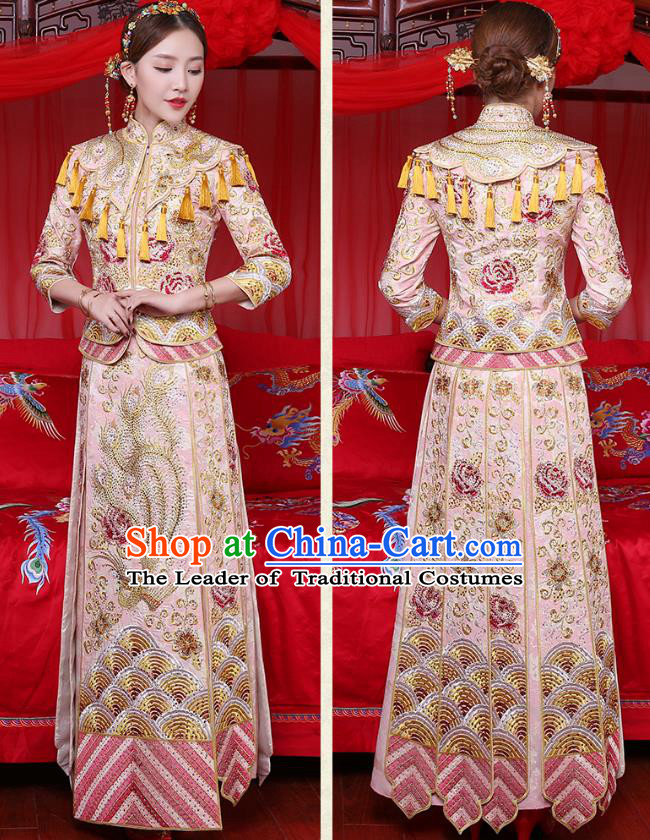 Traditional Chinese Wedding Costumes Traditional Xiuhe Suits Ancient Chinese bridal Full Dress