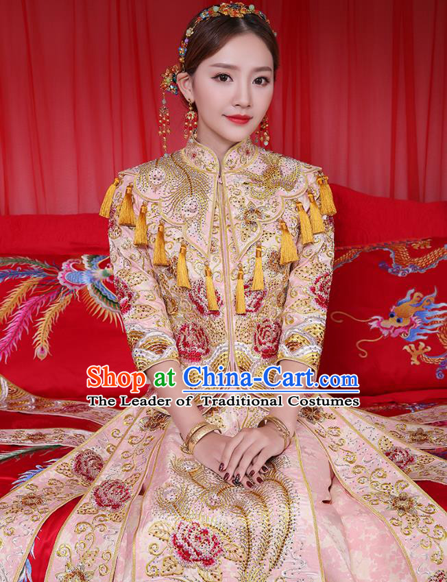 Traditional Chinese Wedding Costumes Traditional Xiuhe Suits Ancient Chinese bridal Full Dress