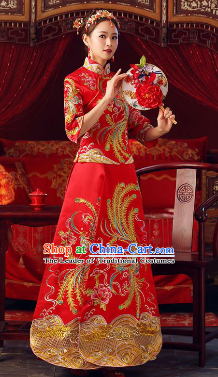 Traditional Chinese Wedding Costumes Traditional Xiuhe Suits Ancient Chinese bridal Full Dress