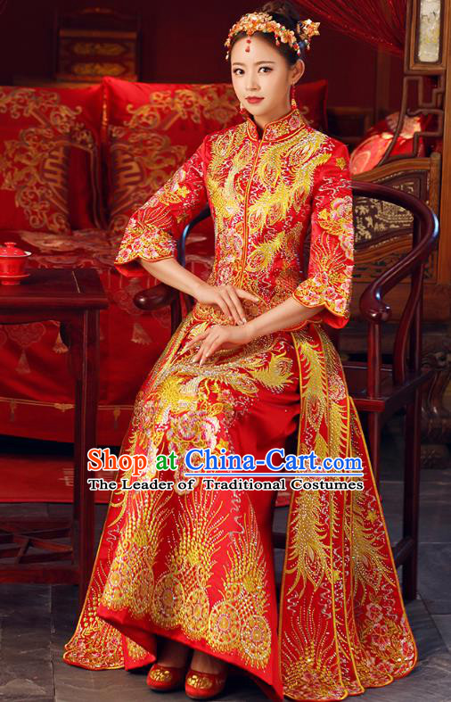 Traditional Chinese Wedding Costumes Traditional Xiuhe Suits Ancient Chinese bridal Full Dress