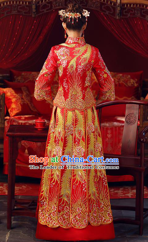 Traditional Chinese Wedding Costumes Traditional Xiuhe Suits Ancient Chinese bridal Full Dress