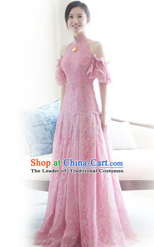 Traditional Chinese Embroidered Wedding Costumes Pink Full Dress Ancient Bottom Drawer for Bride