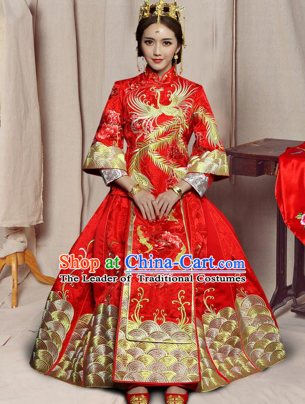 Traditional Chinese Embroidered XiuHe Suit Wedding Costumes Ancient Bottom Drawer for Bride
