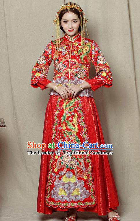 Traditional Chinese Wedding Costumes Traditional Xiuhe Suits Ancient Chinese bridal Full Dress