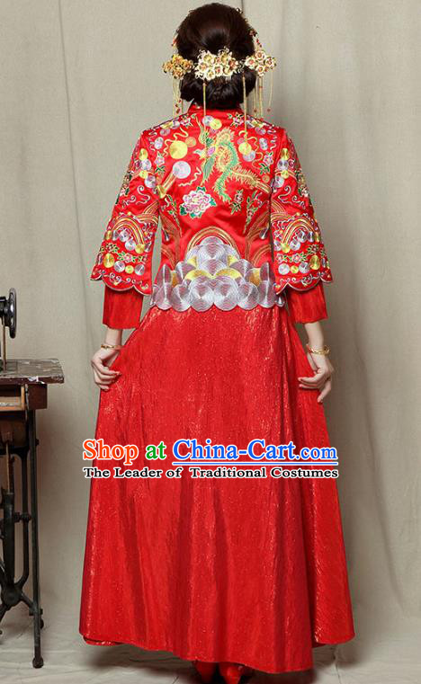 Traditional Chinese Wedding Costumes Traditional Xiuhe Suits Ancient Chinese bridal Full Dress