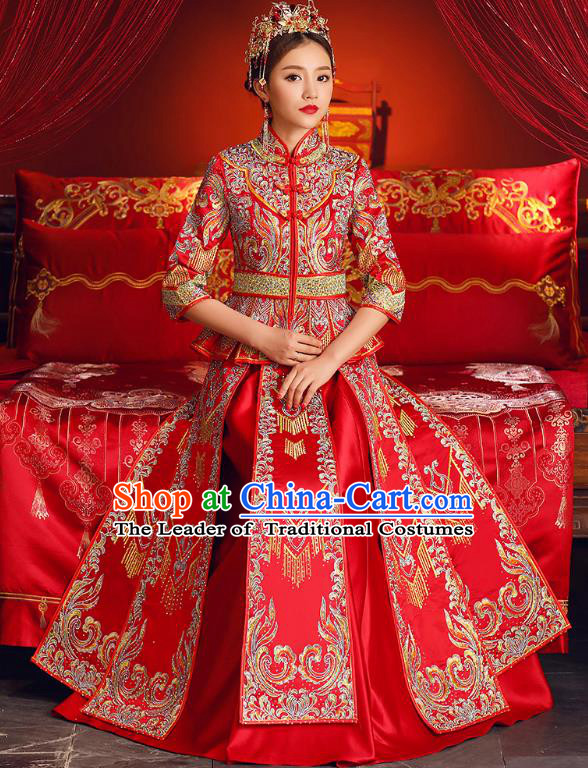 Traditional Chinese Wedding Costumes Traditional Xiuhe Suits Ancient Chinese bridal Full Dress