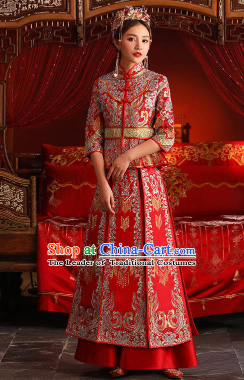 Traditional Chinese Wedding Costumes Traditional Xiuhe Suits Ancient Chinese bridal Full Dress