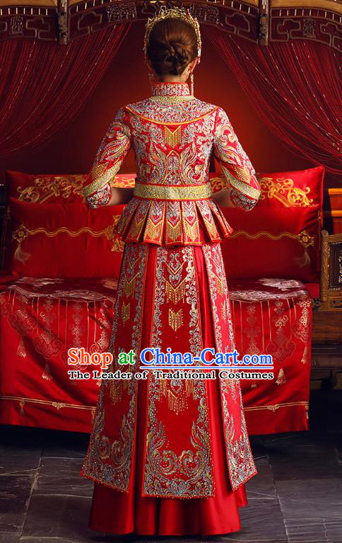 Traditional Chinese Wedding Costumes Traditional Xiuhe Suits Ancient Chinese bridal Full Dress