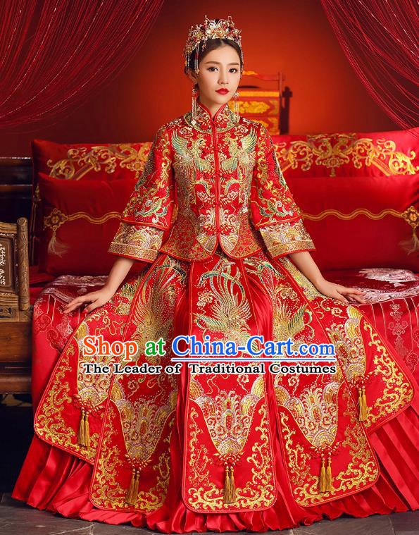 Traditional Chinese Wedding Costumes Traditional Xiuhe Suits Ancient Chinese bridal Full Dress