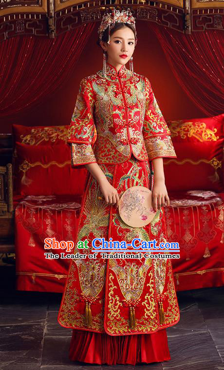 Traditional Chinese Wedding Costumes Traditional Xiuhe Suits Ancient Chinese bridal Full Dress