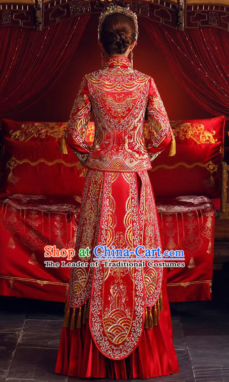 Traditional Chinese Wedding Costumes Traditional Xiuhe Suits Ancient Chinese bridal Full Dress