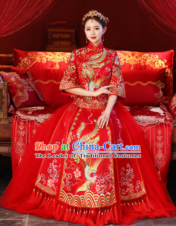 Traditional Chinese Wedding Costumes Traditional Xiuhe Suits Ancient Chinese bridal Full Dress