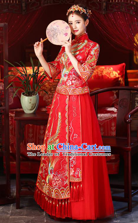 Traditional Chinese Wedding Costumes Traditional Xiuhe Suits Ancient Chinese bridal Full Dress