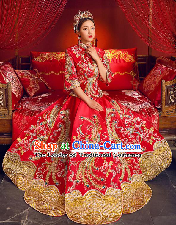 Traditional Chinese Wedding Costumes Traditional Xiuhe Suits Ancient Chinese bridal Full Dress